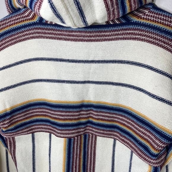 K Mart VTG 80s Sweater Acrylic Pullover Hooded Grunge Hippie Boho Multi Stripe S - Picture 5 of 7